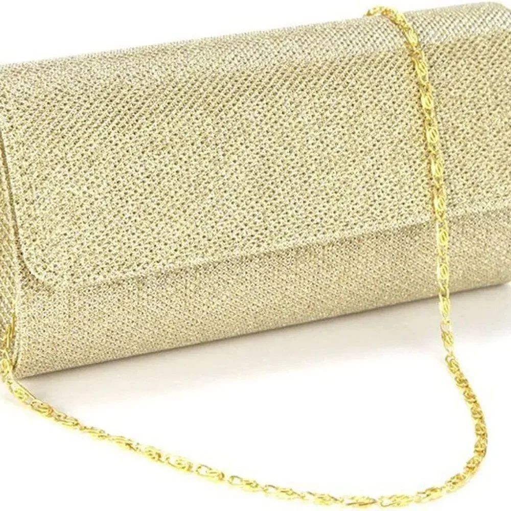 3 in 1 Sparkling Gold Evening Bag Clutch Purses for Women
